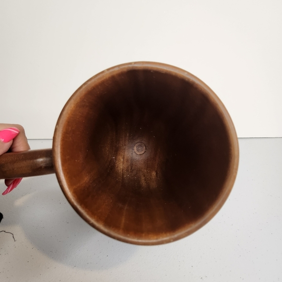 Vintage Huge Carved Wooden Tiki Mug Large Handle Monkey Pod Wood Barware Stein - Picture 7 of 11